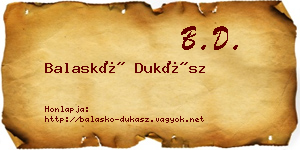Balaskó Dukász névjegykártya